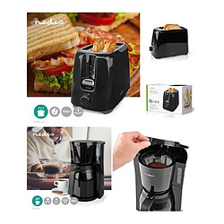 NEDIS PACK DEJEUNER Cafetière Machine à café Electrique Isotherme NOIRE 1.5L 900W + Grille-pain NOIR 2 Fentes 700W pas cher