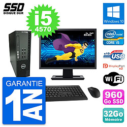 PC Dell T1700 SFF Ecran 22" Intel i5-4570 RAM 32Go SSD 960Go Windows 10 Wifi - Occasion