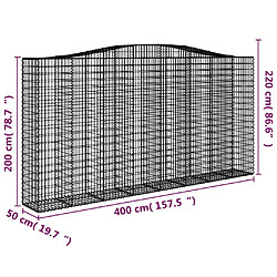 Acheter vidaXL Panier de gabions arqué 400x50x200/220 cm Fer galvanisé