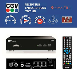 Décodeur Récepteur TNT HD CGV Etimo STL-2 – 1080p, Enregistreur sur clé USB (PVR), Fonction Timeshift, Lecture Multimédia