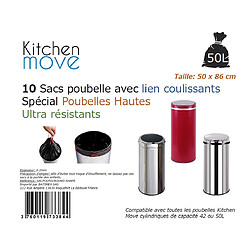 Avis Kitchen Move Lot de 10 sacs poubelles Noir 50L