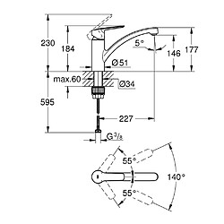 GROHE Mitigeur cuisine monocommande Start Bec bas chrome