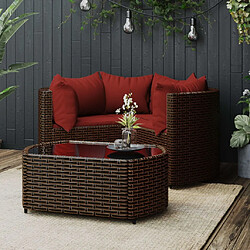 Maison Chic Salon de jardin 4 pcs + coussins - Mobilier/Meubles de jardin - Table et chaises d'extérieur Marron Résine tressée -MN96835