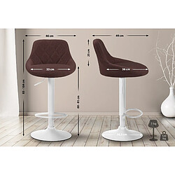 Decoshop26 Tabouret de bar chaise haute x 1 avec coutures décoratives assise en tissu marron pieds métal blanc 10_0005090