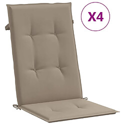 vidaXL Coussins de chaise de jardin dossier haut lot de 4 taupe tissu