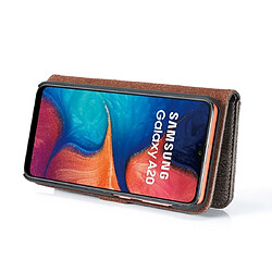 Wewoo Housse Coque Etui en cuir magnétique détachable avec texture et rabat support et fentes pour cartes et portefeuille Galaxy A20 et A30 Gris pas cher