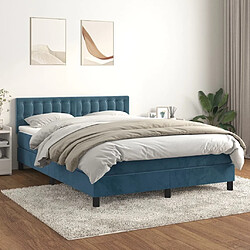 Maison Chic Lit Adulte - Lit simple Lit à sommier tapissier et matelas moelleux - Meuble de Chambre - Bleu foncé 140x190cm Velours -MN74028