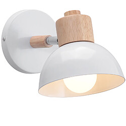 Stoex 15CM Applique Murale Rétro Moderne Applique Murale en Bois Et Métal, Angle Réglable, Lampe Murale Simple Pour Salon, Chambre À Coucher (Blanc) E27