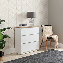 Dansmamaison Commode 3 tiroirs Blanc/Bois - QIZ