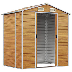 Helloshop26 Abri de jardin cabane cabanon maison de stockage remise extérieur hangar outils robuste clair 191 x 130 x 198 cm acier galvanisé marron 02_0022288