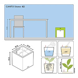 LECHUZA Jardinière CANTO Stone 40 LED Low ALL-IN-ONE 40x40 cm pas cher