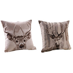 Aubry Gaspard Coussin cerf en coton et polyester (Lot de 2) 60 cm.