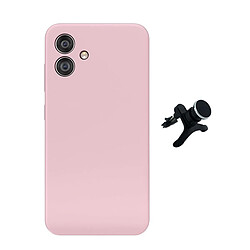 Kit Support Voiture Magnétique Renforcé + Housse Silicone Liquide Phonecare Pour Samsung Galaxy A06 - Rose