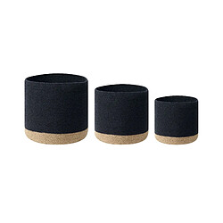 Beliani Lot de 3 paniers en coton noir et beige BASIMA