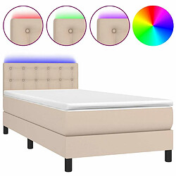 Sommier à lattes et LED,Cadre à lattes de lit avec matelas pour Adulte Cappuccino 80x200cm -MN93315