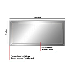 Vivenla Miroir de salle à manger design en bois MDF en gris fumé 176.5 x 5 x 71.5cm collection LEXUS pas cher
