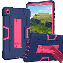 Coque en TPU + Silicone Conception de couleur de contraste avec béquille coulissante Bleu marin/Rose rouge pour votre Samsung Galaxy Tab A7 Lite 8.7 pouces T225/T220 (2021))