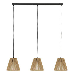 Pegane Lot de 3 lampes suspendue, Suspension luminaire coloris beige - Longueur 65 x Profondeur 20 x Hauteur 77 cm