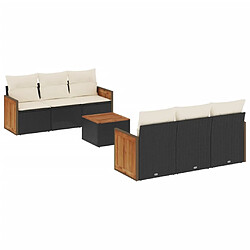 Maison Chic Salon de jardin 7 pcs avec coussins | Ensemble de Table et chaises | Mobilier d'Extérieur noir résine tressée -GKD66800