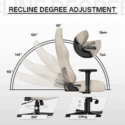 Chaise Gaming - Chaise de jeu - Chaise de bureau d'ordinateur Rattantree avec accoudoir 3D - Chaise de bureau à domicile ergonomique avec support à dossier haut - Chaise de jeu pour enfants adultes - Beige