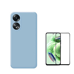 Kit de film en verre trempé de la couverture de 5D + couvercle de silicone liquide Phonecare pour Oppo A58 4G - Bleu clair