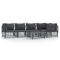 Maison Chic Salon de jardin 6 pcs avec coussins - Table et chaises d'extérieur - Mobilier/Meubles de jardin Moderne anthracite acier -MN90022