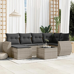 vidaXL Salon de jardin avec coussins 7 pcs gris clair résine tressée 