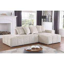 Palozi Sofa Canapé d'angle en tissu chenille Haussmann 3 places - Beige