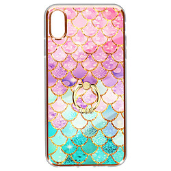 Avizar Coque iPhone XS Max Bi-matière avec Bague de Maintien Motif Écaille Multicolore