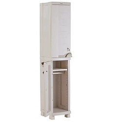 Pegane Colonne placard de rangement intérieur/extérieur coloris beige - Longueur 35 x Profondeur 45 x Hauteur 184 cm