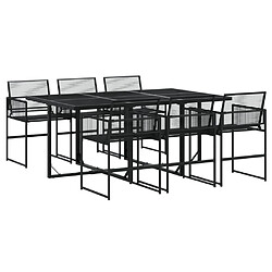 vidaXL Ensemble à manger de jardin 7 pcs Noir Résine tressée