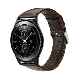 Bracelet en cuir véritable café pour votre Samsung Gear S2 Classic (SM-R732)