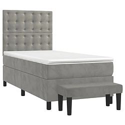 Maison Chic Lit adulte- Lit + matelas,Sommier à lattes de lit et matelas Gris clair 90x200 cm Velours -GKD78926