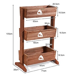 Avis Helloshop26 Etagères à plantes en bois à 3 niveau amovibles hauteur et inclinaison ajustable multifonctions intérieur/extérieur 105 cm brun 20_0008561