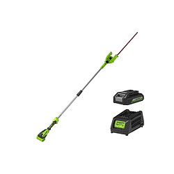 Taille-haies 51 cm GREENWORKS 40V - Sur perche - 1 batterie 2.0 Ah - 1 chargeur - G40PHAK2