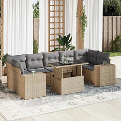 vidaXL Salon de jardin avec coussins 8 pcs beige résine tressée