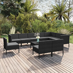 Maison Chic Salon de jardin 11pcs + coussins - Mobilier/Meubles de jardin - Table et chaises d'extérieur Résine tressée Noir -MN12769