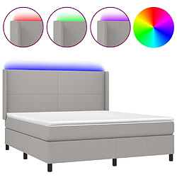 vidaXL Sommier à lattes de lit matelas LED Gris clair 160x200 cm Tissu