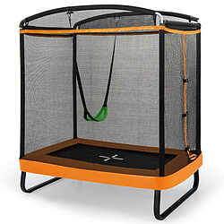 Helloshop26 2 en 1 trampoline enfants 190 x 122cm avec balançoire amovible trampoline de jardin avec filet de sécurité charge 100 kg pour 3 ans+ noir orange 20_0007547