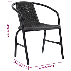 vidaXL Chaises de jardin lot de 4 Rotin plastique et acier 110 kg pas cher