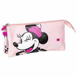 Trousse Fourre-Tout Triple Minnie Mouse 22,5 x 2 x 11,5 cm Rose