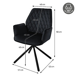 ML-Design Lot de 2 chaises pivotantes Chaise de salle à manger Fauteuil pivotant 180° Velours Chaise de salon pas cher