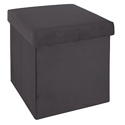 Pegane Pouf pliant gris Foncé en velours en Polyester - 38 x 38 Cm