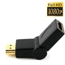 Wewoo Adaptateur noir HDMI 19 broches mâle à HDMI 19pin femelle pivotant 180 degrés plaqué or