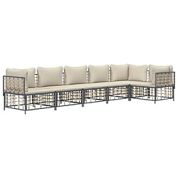 Avis Maison Chic Salon de jardin 6 pcs + coussins - Mobilier/Meubles de jardin - Table et chaises d'extérieur anthracite résine tressée -MN33731