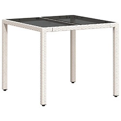 Avis vidaXL Ensemble à manger de jardin et coussins 3 pcs blanc rotin verre