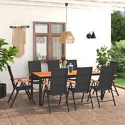 vidaXL Ensemble à manger de jardin 9 pcs noir et marron