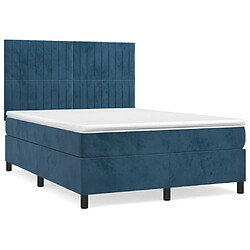 Maison Chic Lit Adulte - Lit simple Lit à sommier tapissier et matelas moelleux - Meuble de Chambre - Bleu foncé 140x190cm Velours -MN81352