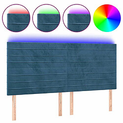 Maison Chic Tête de lit scandinave à LED,meuble de chambre Bleu foncé 200x5x118/128 cm Velours -MN43063