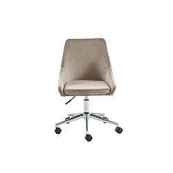 Vente-Unique Chaise de bureau MASURIE - Velours - Beige - Hauteur ajustable